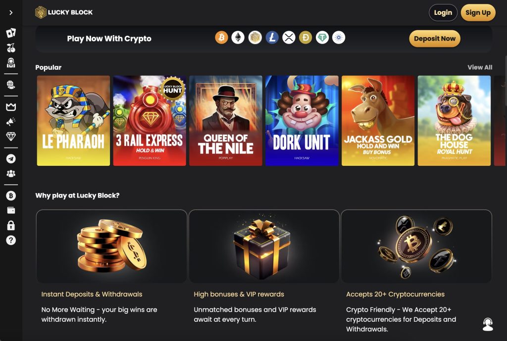 Lucky Block No KYC Casino Popular Games